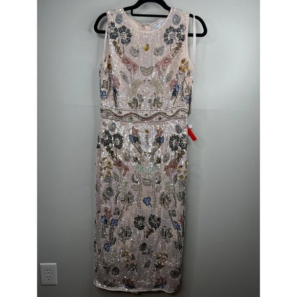 Mac Duggal Sleeveless Beaded Sequin Dress Short Midi Size 8 93535 NEW - Picture 4 of 10
